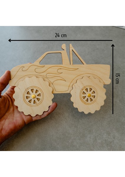 Kamyon Jip Ahşap Boyama Etkinlik Seti Eğitici Çocuk Aktivite + Fırça + Akrilik Boya Kreş Okul Öncesi fırsatları