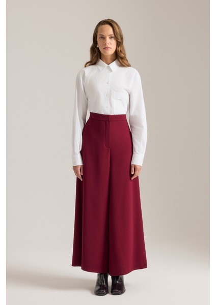 Beli Lastik Detaylı Dökümlü Pantolon Etek