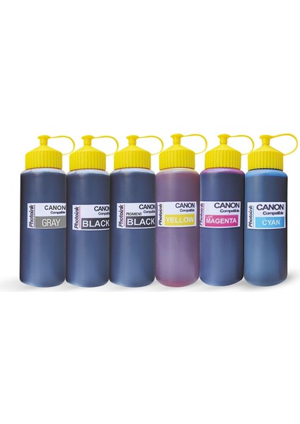 1000ML ve 500ML Uyumlu Ink, 6 Kartuşlu Yazıcılar Için Uyumlu 500 ml 6 Renk Mürekkep Seti ( Akıllı Mürekkep)