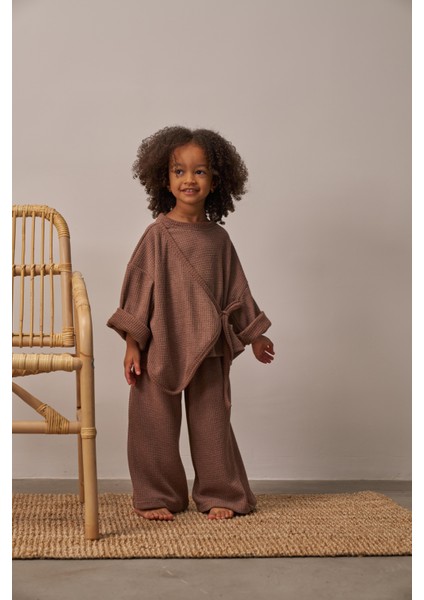Kahverengi Waffle Bağlamalı Takım
