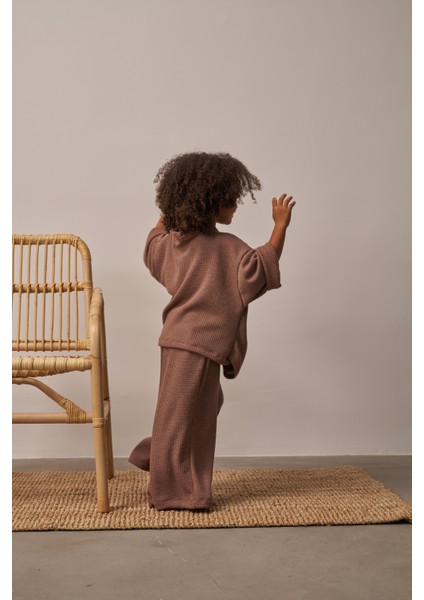 Kahverengi Waffle Bağlamalı Takım indirimleri