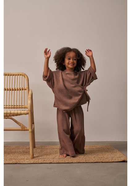 Kahverengi Waffle Bağlamalı Takım