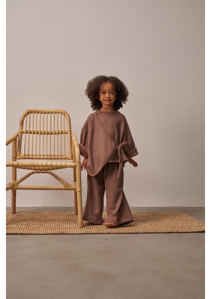 Kahverengi Waffle Bağlamalı Takım