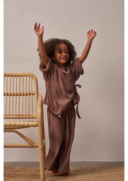 Kahverengi Waffle Bağlamalı Takım