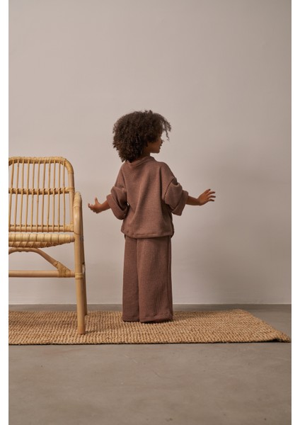 Kahverengi Waffle Bağlamalı Takım