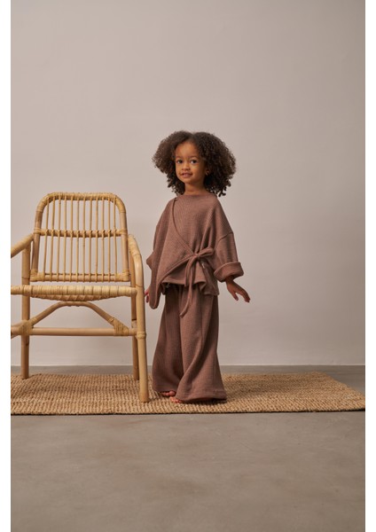 Kahverengi Waffle Bağlamalı Takım