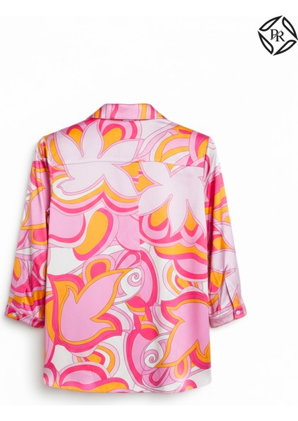 Kadın Rahat Kalıp Desenli Saten Bluz Şık Günlük Kombin fiyatları