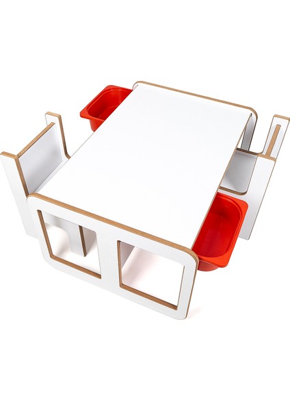 2 Kişilik Çekmeceli Oyun, Aktivite, Etkinlik Masası, Beyaz-Kırmızı, 18MM Mdf modelleri