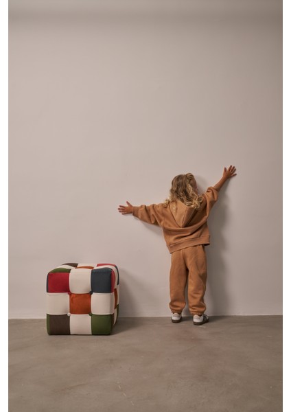 Sütlü Kahve Çocuk Kanguru Cepli Oversize Eşofman Takımı indirimleri