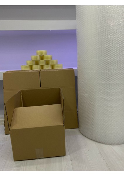 Kutu Taşınma Seti 30X30X20CM 5 Li Çift Oluklu Karton 1.adet Koli Bandı ve 5mt Patpat Hediyemizdir. fırsatları