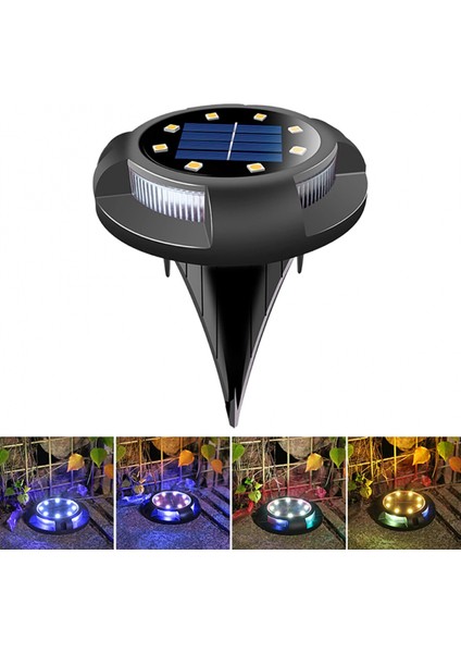 4 lü Solar Panelli Kazıklı Zemin Solar Ledi 8+4 Led RGB