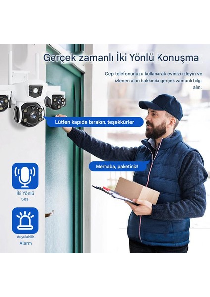 MPI MIZU 18MP WİFİ Güvenlik Kamerası 3 Kameralı Türkçe PTZ Hareketli Gece Görüşlü Akıllı Kamera