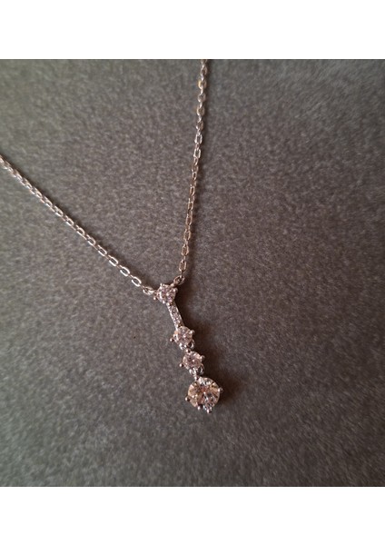 925 Ayar Gümüş 3'lü Zirkon Taşlı Model Genç/yetişkin Kadın Kolyesi - Şık Tasarım fiyatları