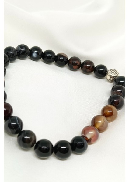 Koyu Kahve Akik Doğal Taşlı Bileklik fiyatları