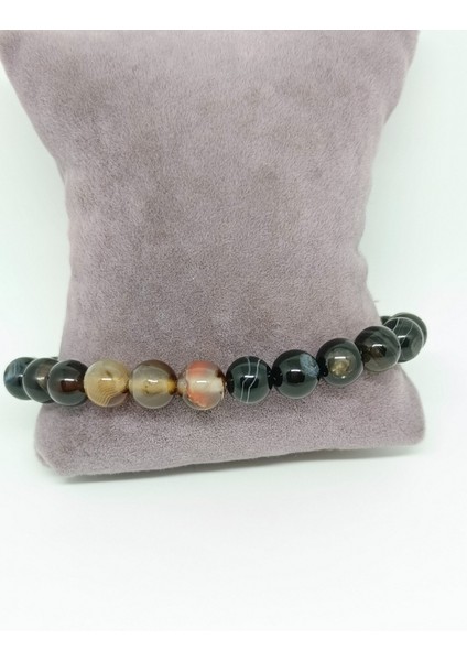 Koyu Kahve Akik Doğal Taşlı Bileklik modelleri