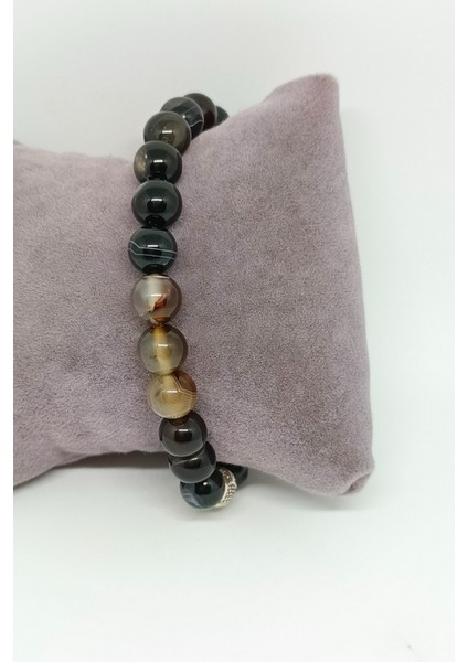 Koyu Kahve Akik Doğal Taşlı Bileklik fırsatları