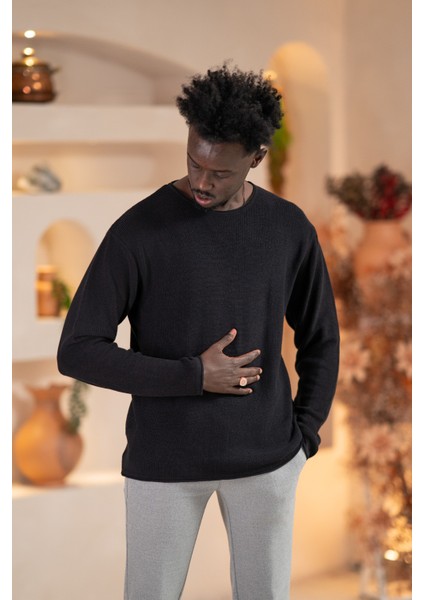 Regular Fit Likralı Kendinden Çizgili Mevsimlik Spor Kazak modelleri