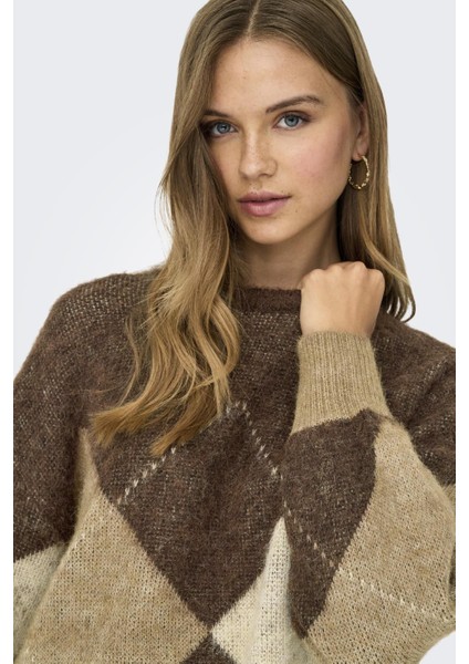 Noeme Life Ls Jacquard O-Neck Kadın Triko Kazak – Jakarlı Bisiklet Yaka