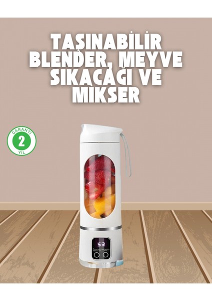 Şarjlı Blender – 12 Bıçaklı, 450 ml Kapasiteli, Taşınabilir Tip-C Mikser