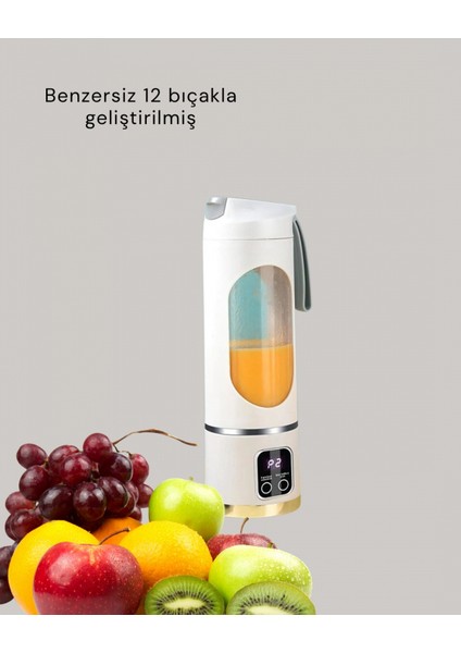Şarjlı Blender – 12 Bıçaklı, 450 ml Kapasiteli, Taşınabilir Tip-C Mikser fırsatları