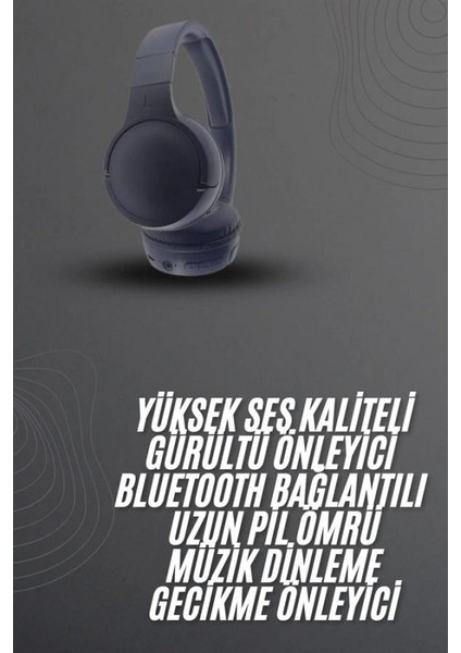 Kablosuz Bluetooth Kulaklık Kulak Üstü Ayarlanabilir Uzun Ömürlü