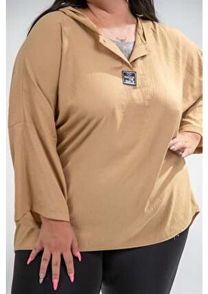 Büyük Beden Kapşonlu Swea