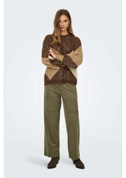 Onlnoeme Baklava Desenli Yün Karışımlı Regular Fit Örme Kazak Bayan Kazak 15353226 fiyatları