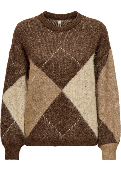 Onlnoeme Baklava Desenli Yün Karışımlı Regular Fit Örme Kazak Bayan Kazak 15353226 indirimleri