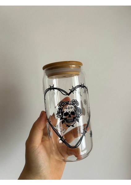 Pipetli Gotik Kurukafa Desenli Hediyelik Kahve Bardağı Kola Bardağı