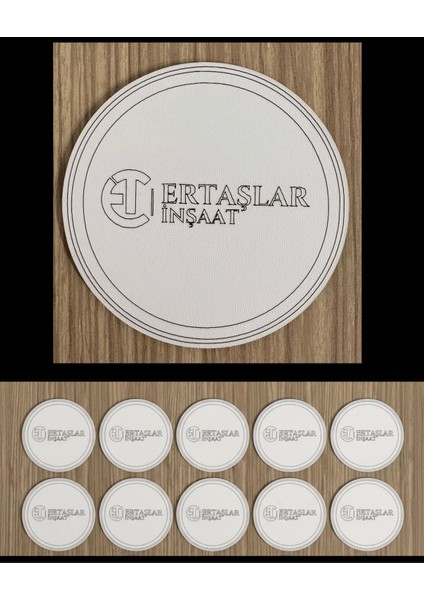 10'lu Kişiye / Şirkete Özel Logolu Bardak Altlığı Seti | Lazer Kesim Kurumsal Hediye | 9 cm