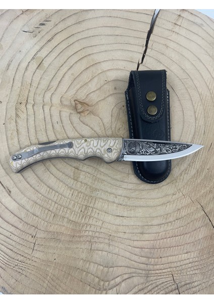 Kompakt Kabze Gravürlü Sırttan Kilitli Çakı Kamp ve Doğa Bıçağı Outdoor