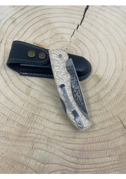 Kompakt Kabze Gravürlü Sırttan Kilitli Çakı Kamp ve Doğa Bıçağı Outdoor