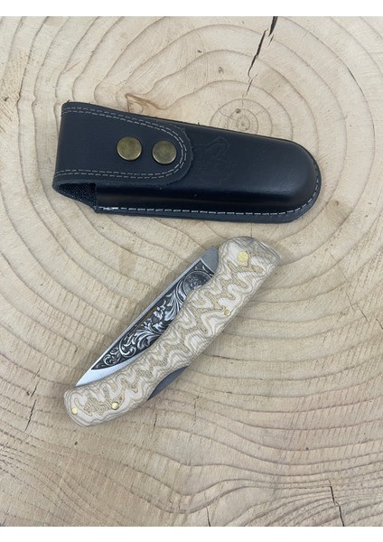 Kompakt Kabze Gravürlü Sırttan Kilitli Çakı Kamp ve Doğa Bıçağı Outdoor