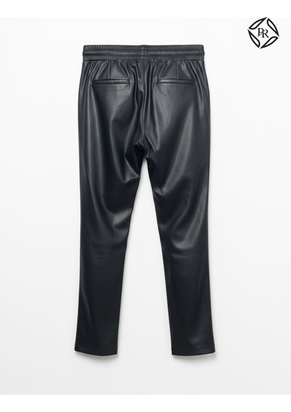 Kadın Rahat Kalıp Lastikli Bel Düz Paça Deri Pantolon fiyatları