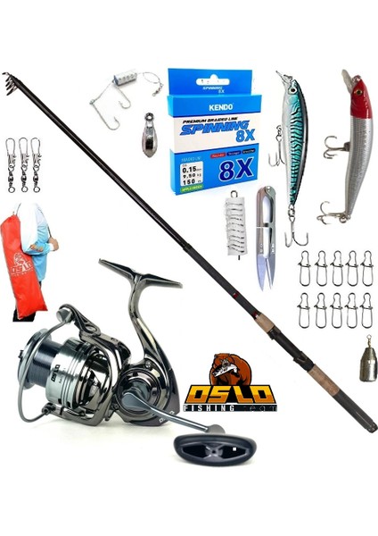 Next 4000 270CM 10-40GR Remixon Sapphire Rapala Maket Balık Tele Spin Olta Takımı Seti