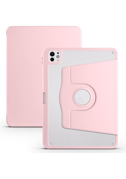 iPad Pro 11 2025 M5 Kılıf Zore Termik Kalem Bölmeli Dönebilen Standlı Kılıf - Pembe