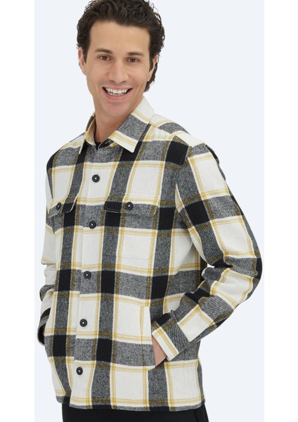 Bej Kareli Regular Fit Dokuma Yün Karışımlı Overshırt fiyatları