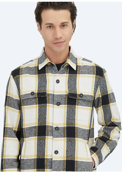 Bej Kareli Regular Fit Dokuma Yün Karışımlı Overshırt indirimleri