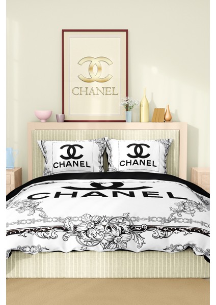 Nevresim Takımı Çift Kişilik Pamuklu Saten Kumaş 6 Parça 3D Dijital Baskı Duvet Cover Set Model No: