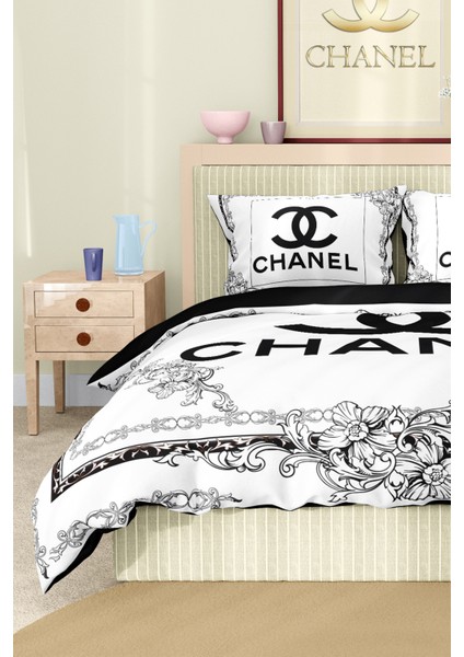 Nevresim Takımı Çift Kişilik Pamuklu Saten Kumaş 6 Parça 3D Dijital Baskı Duvet Cover Set Model No: