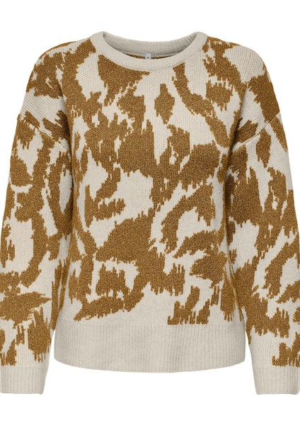 Gigi Ls Glitter O-Neck Kadın Triko Kazak – Işıltılı Bisiklet Yaka