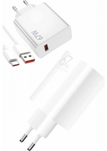 Beyaz Ultra Plus Hızlı Şarj Seti Şarj Adaptörü ve Kablosu 67W modelleri