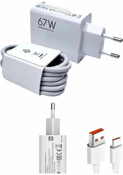Beyaz Ultra Plus Hızlı Şarj Seti Şarj Adaptörü ve Kablosu 67W indirimleri