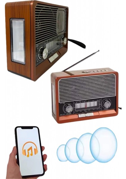 Saatli Fenerli Bluetooth Nostaljik Radyo Aux Sd USB Girişli Bluetooth Hoparlör fiyatları