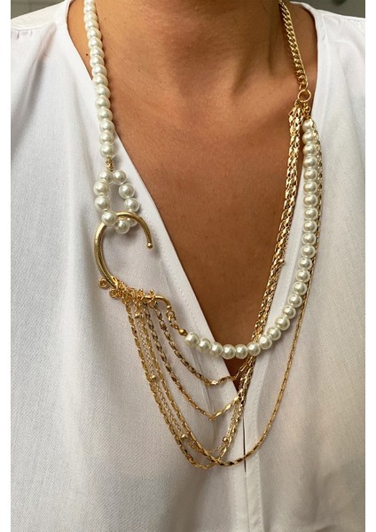 Çoklu Tasarım Inci Metal Kolye