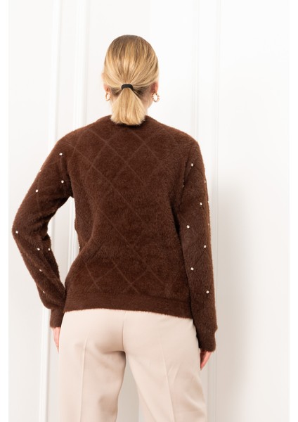 Elara Taşlı Baklava Desen Triko Kazak 24215 modelleri