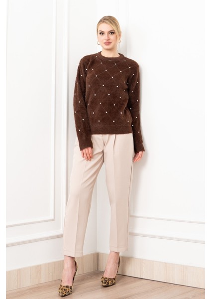 Elara Taşlı Baklava Desen Triko Kazak 24215 indirimleri