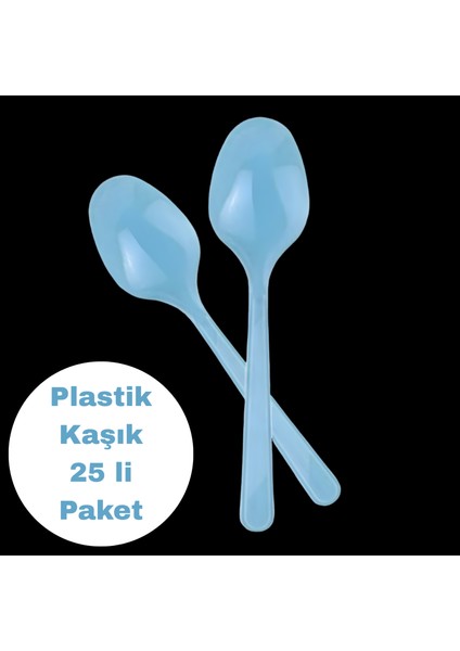 Bebek Mavi Renkli Plastik Kaşık 25 Li Paket