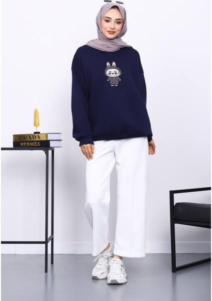 Lacivert Bisiklet Yaka Üç İplik Sweat fiyatları