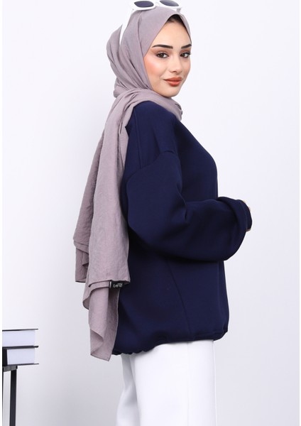 Lacivert Bisiklet Yaka Üç İplik Sweat fırsatları